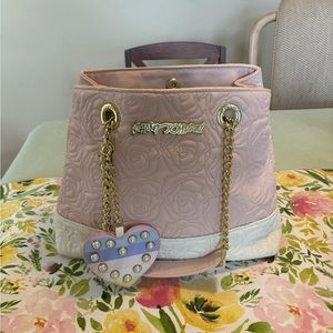 Betsey Johnson pink and white rose bag